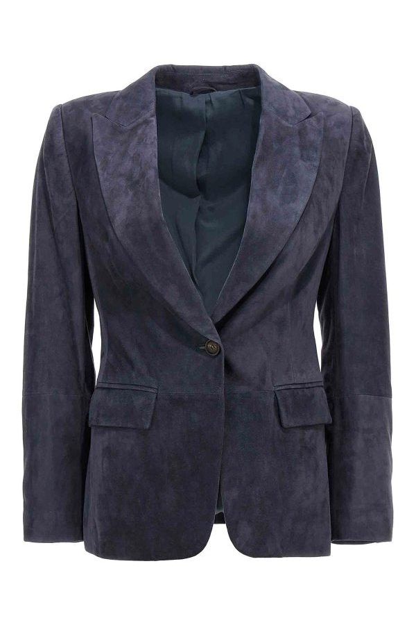 Women's Dark Blue Suede Blazer