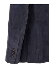 Women's Dark Blue Suede Blazer