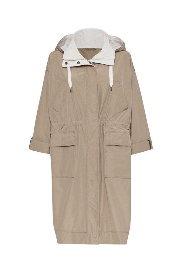 Women's Light Beige Hooded Parka