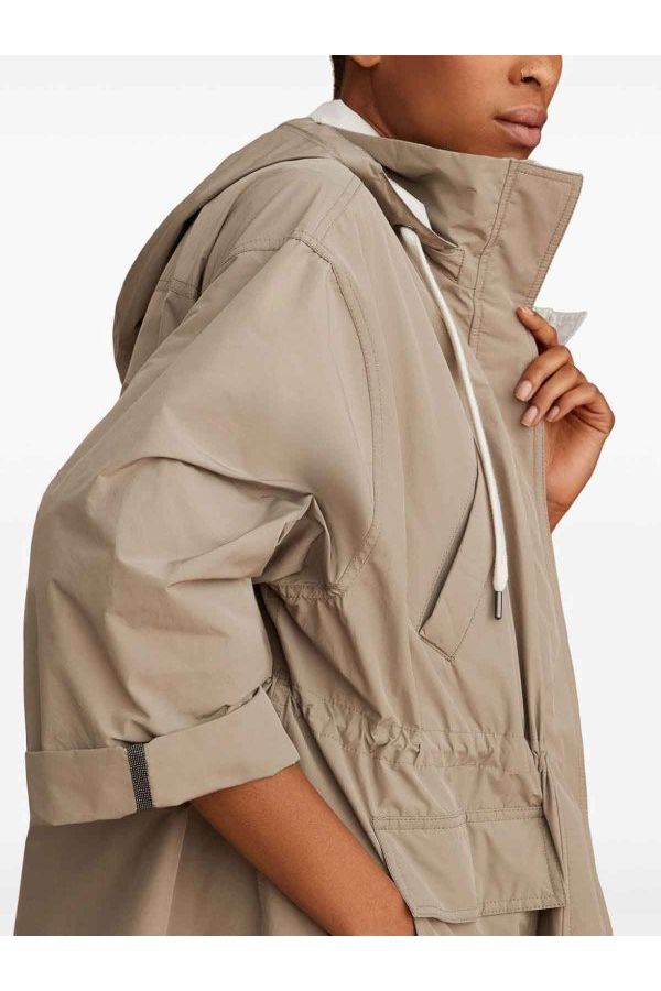 Women's Light Beige Hooded Parka