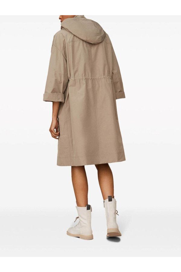 Women's Light Beige Hooded Parka