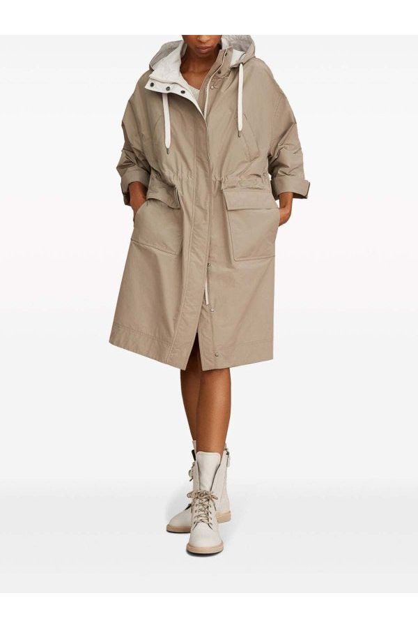 Women's Light Beige Hooded Parka