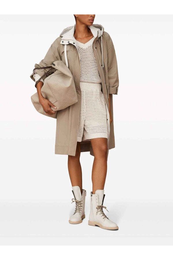 Women's Light Beige Hooded Parka