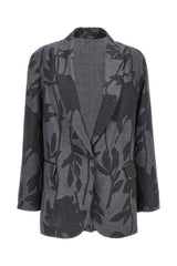 Women's Grey Linen Floral Blazer