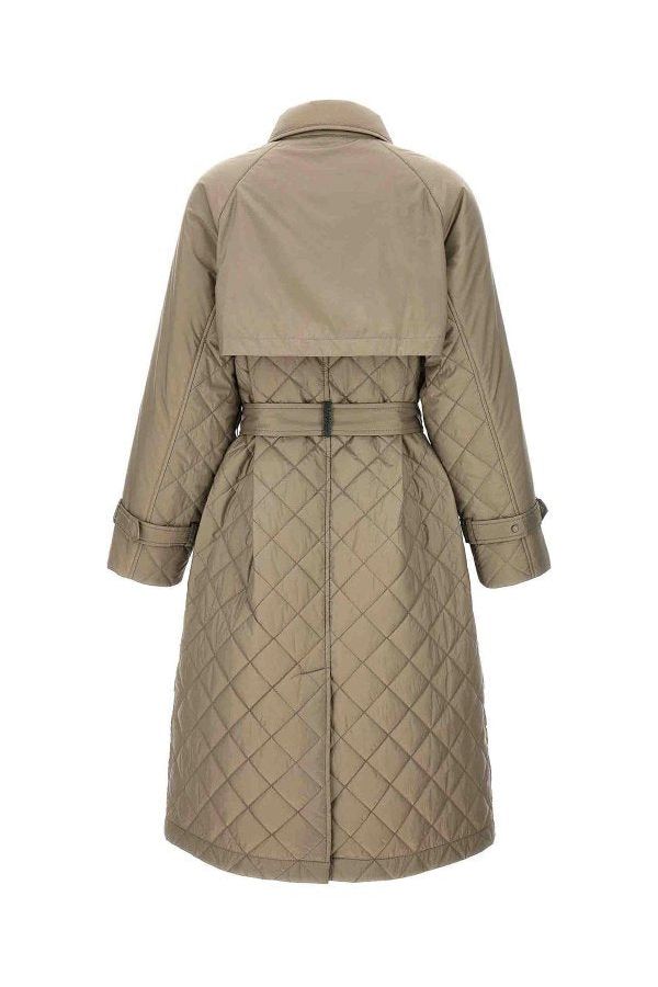 Brunello Cucinelli Women's Light Brown Quilted Belted Coat