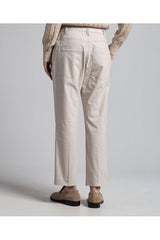 Women's Light Neutral Slim Cotton Trousers With Front Crease