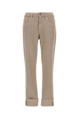 Brunello Cucinelli Women's Coffee Cream Straight Five Pocket Trousers