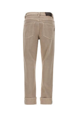 Brunello Cucinelli Women's Coffee Cream Straight Five Pocket Trousers