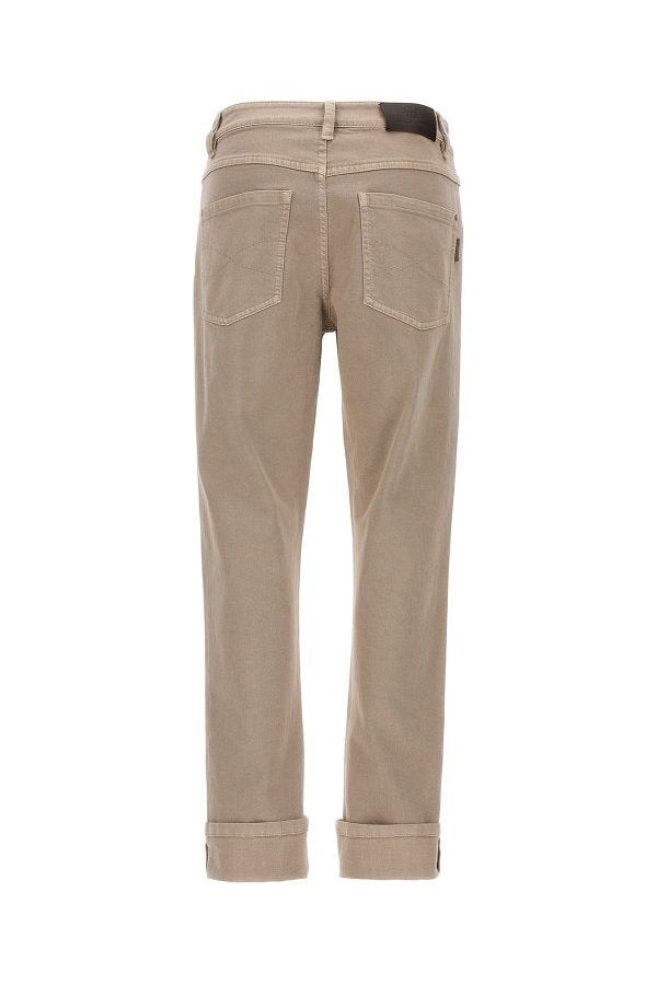 Brunello Cucinelli Women's Coffee Cream Straight Five Pocket Trousers