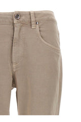 Brunello Cucinelli Women's Coffee Cream Straight Five Pocket Trousers