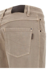 Brunello Cucinelli Women's Coffee Cream Straight Five Pocket Trousers