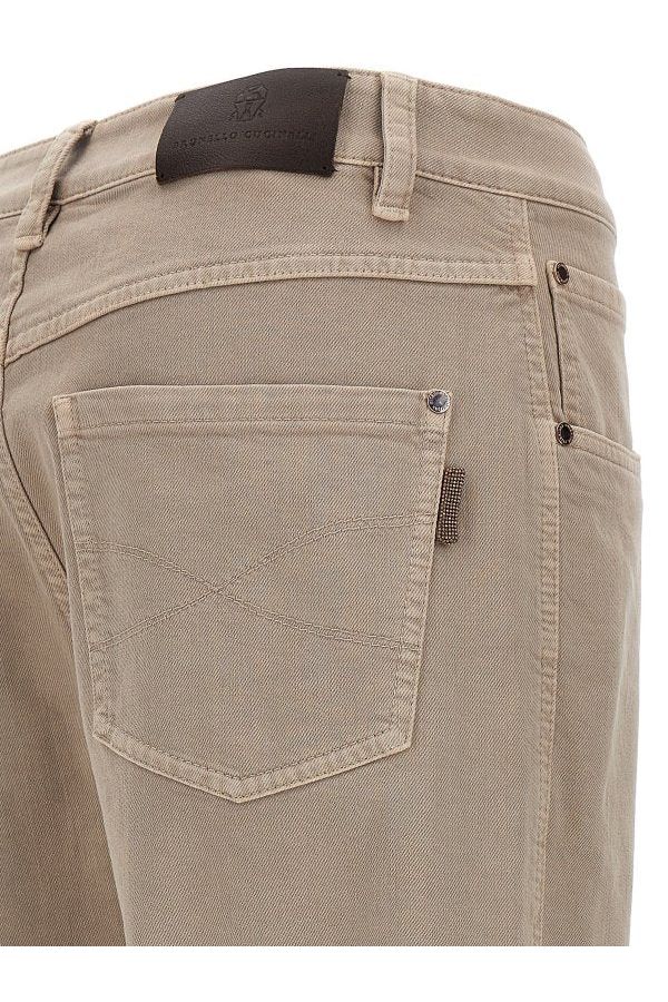 Brunello Cucinelli Women's Coffee Cream Straight Five Pocket Trousers