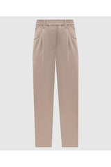 Women's Beige Relaxed Cotton Pants