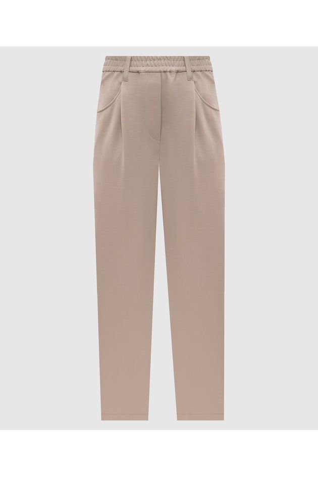 Women's Beige Relaxed Cotton Pants