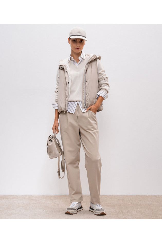 Women's Beige Relaxed Cotton Pants