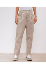 Women's Beige Relaxed Cotton Pants