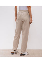 Women's Beige Relaxed Cotton Pants