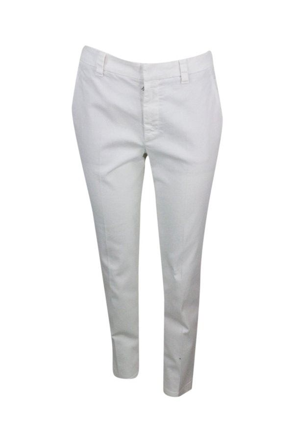 Women's White Tailored Cotton Trousers