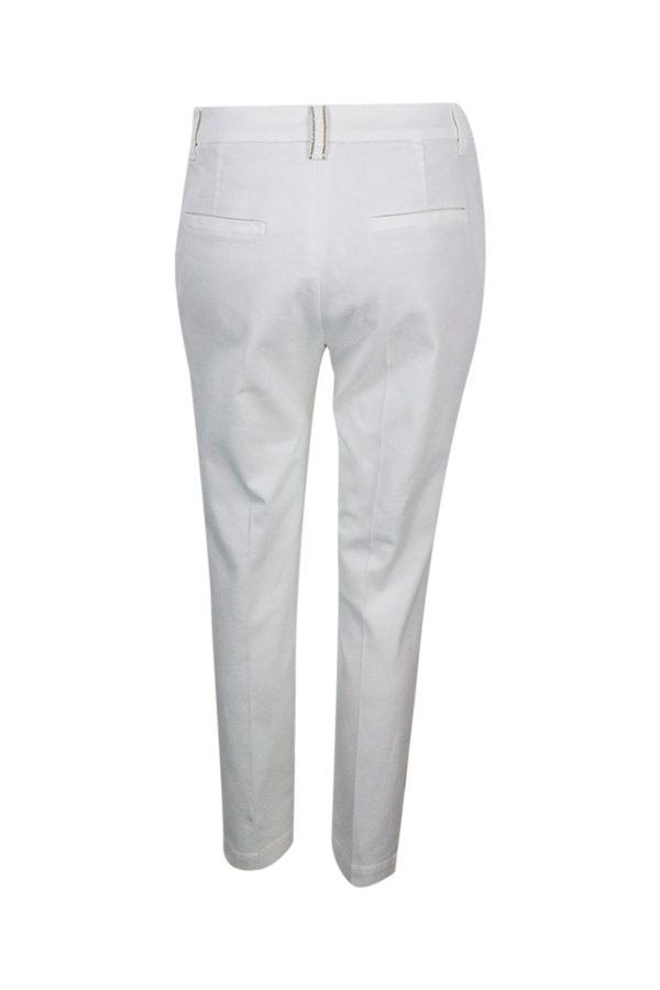 Women's White Tailored Cotton Trousers