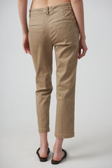 Brunello Cucinelli Women's Light Taupe Cotton Straight Trousers