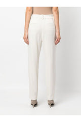 Women's Warm White Wool Blend Tapered Trousers