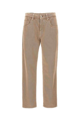Women's Coffee Cream Cotton Straight Trousers