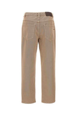 Women's Coffee Cream Cotton Straight Trousers