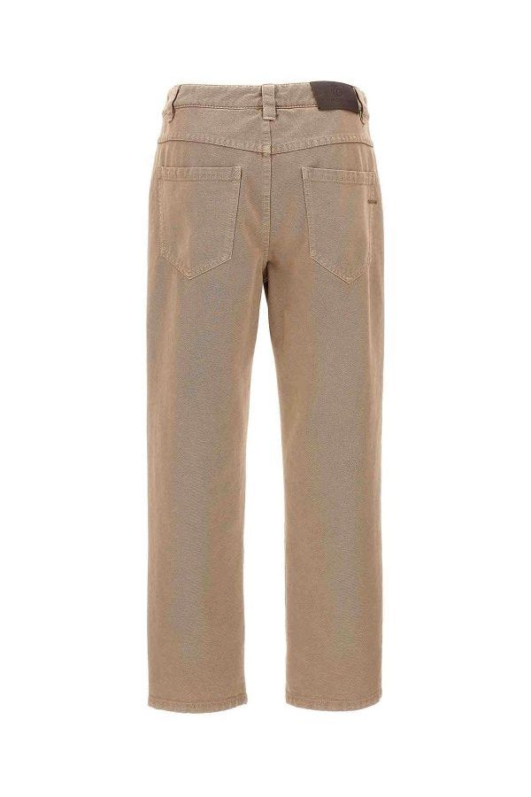 Women's Coffee Cream Cotton Straight Trousers