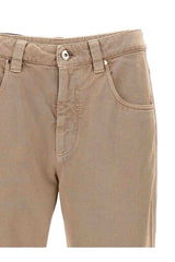 Women's Coffee Cream Cotton Straight Trousers