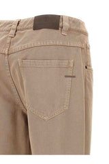 Women's Coffee Cream Cotton Straight Trousers