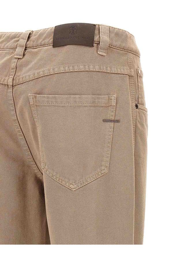 Women's Coffee Cream Cotton Straight Trousers