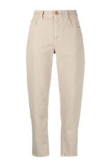 Women's Cold Beige Cotton Tapered Trousers