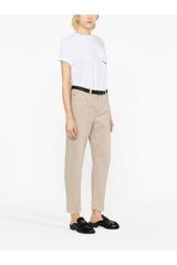 Women's Cold Beige Cotton Tapered Trousers