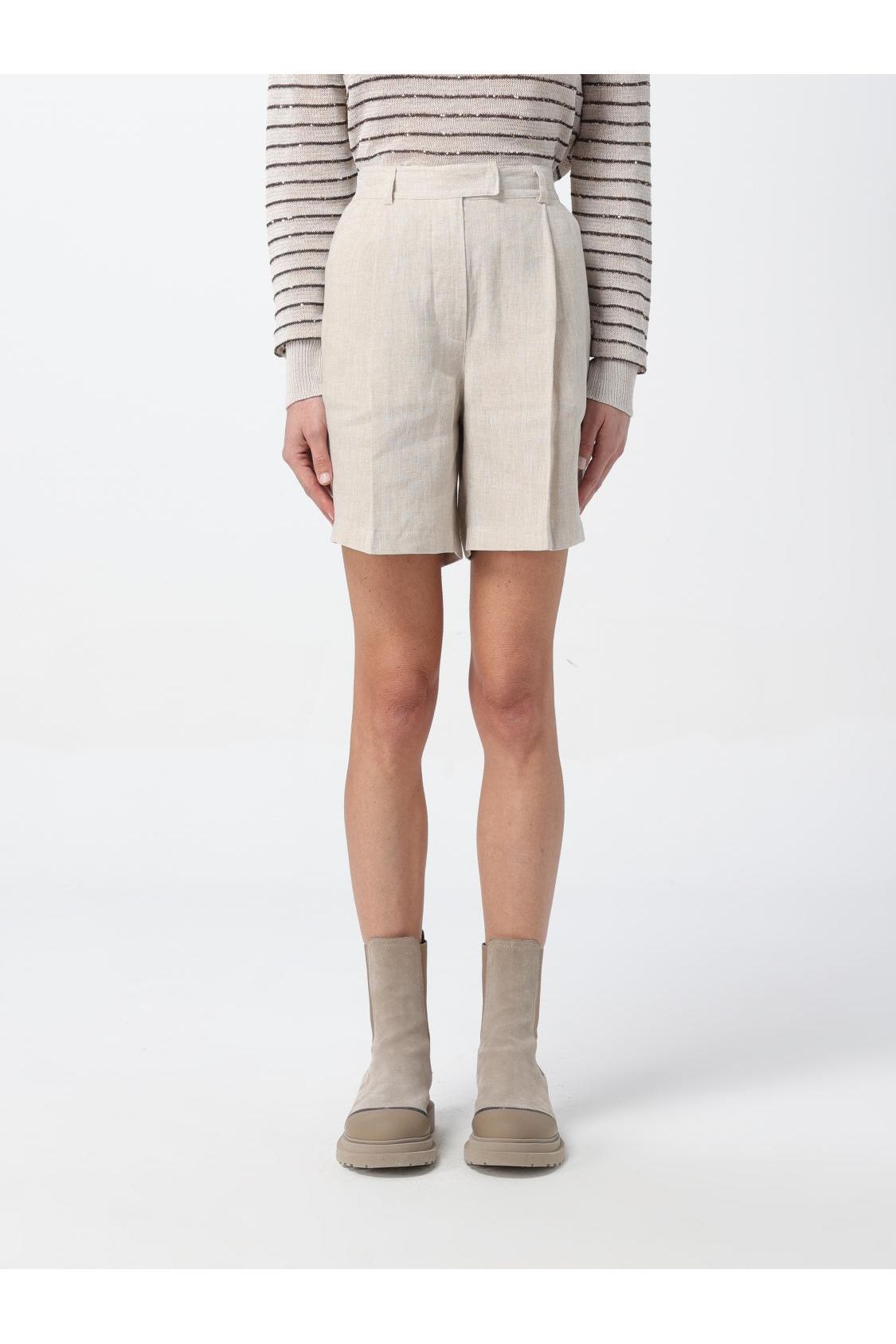 Brunello Cucinelli Women's Naturale Linen Tailored Shorts