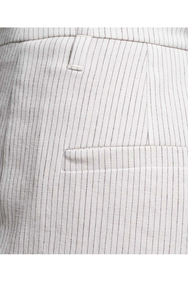 Brunello Cucinelli Women's White Striped Linen Cotton Trousers