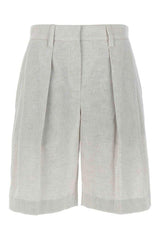 Women's Light Beige Linen Blend Shorts