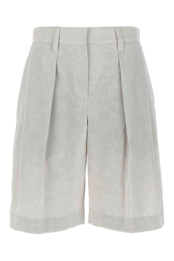 Women's Light Beige Linen Blend Shorts