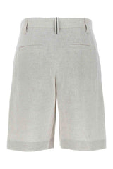 Women's Light Beige Linen Blend Shorts