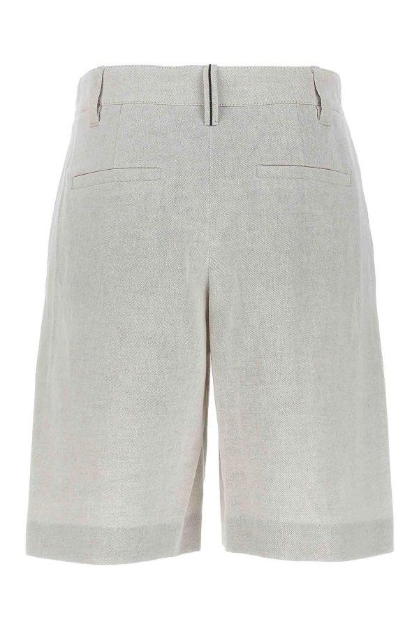 Women's Light Beige Linen Blend Shorts