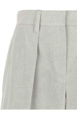 Women's Light Beige Linen Blend Shorts