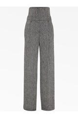 Women's Black White Linen Wide Leg Trousers