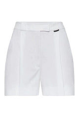 Women's White Tailored Cotton Shorts