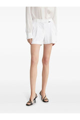 Women's White Tailored Cotton Shorts