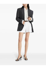 Women's White Tailored Cotton Shorts