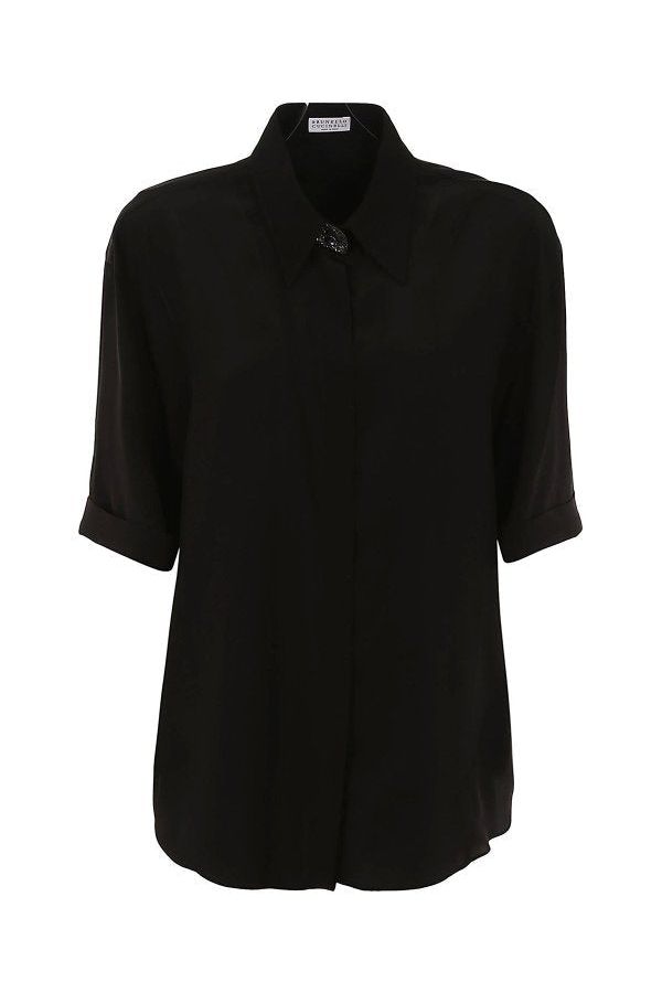 Women's Black Silk Relaxed Shirt