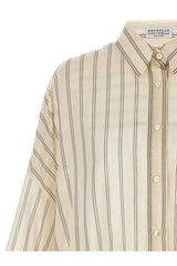Brunello Cucinelli Women's Beige Silk Blend Oversized Shirt