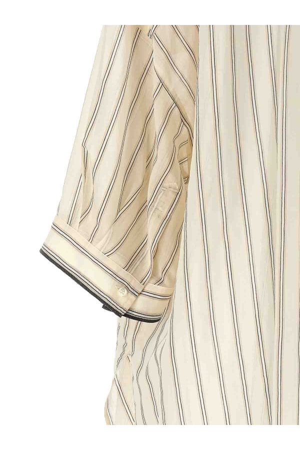 Brunello Cucinelli Women's Beige Silk Blend Oversized Shirt