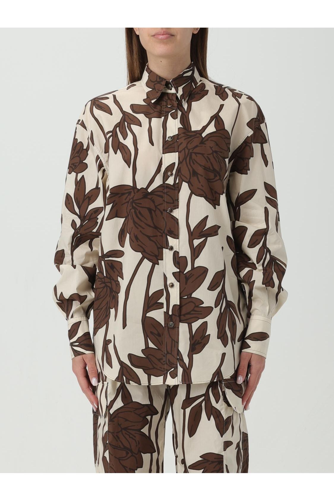Women's Panama Tobacco Floral Print Shirt