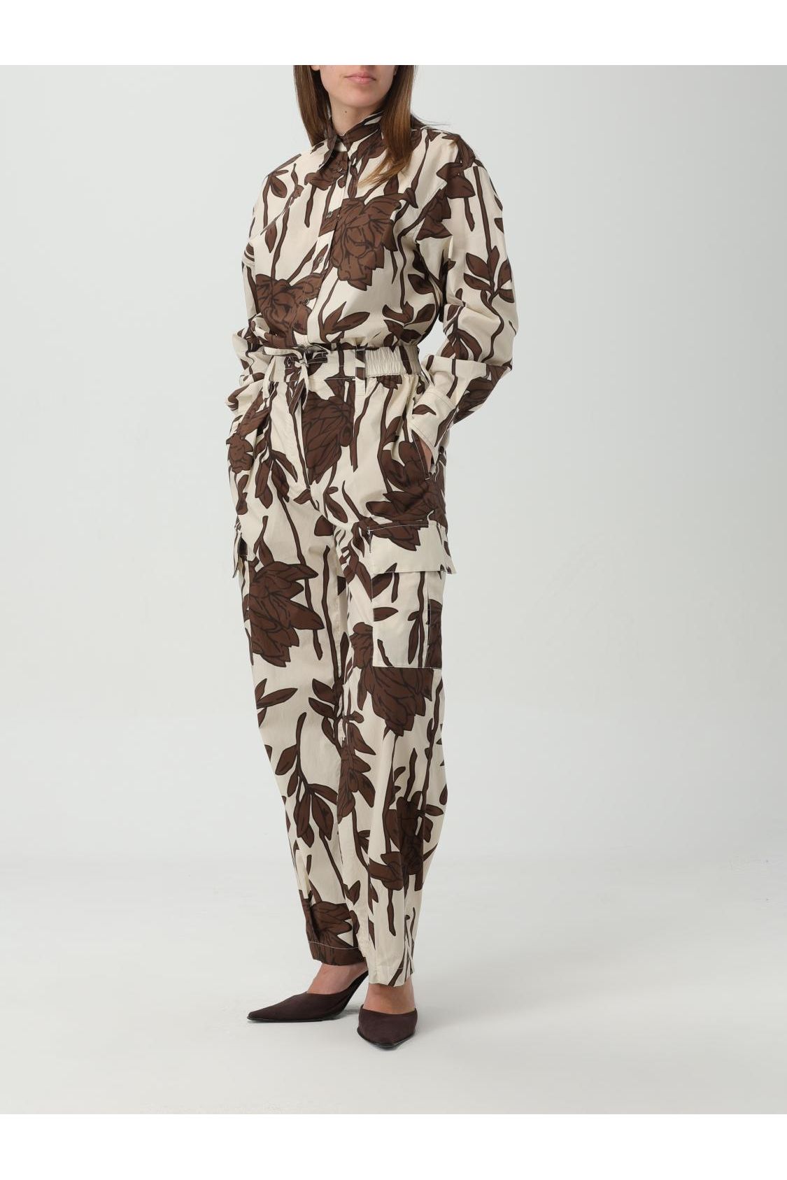 Women's Panama Tobacco Floral Print Shirt