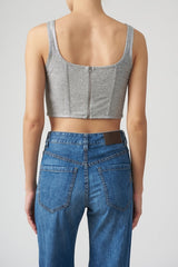 Women's Silver Linen Blend Cropped Top